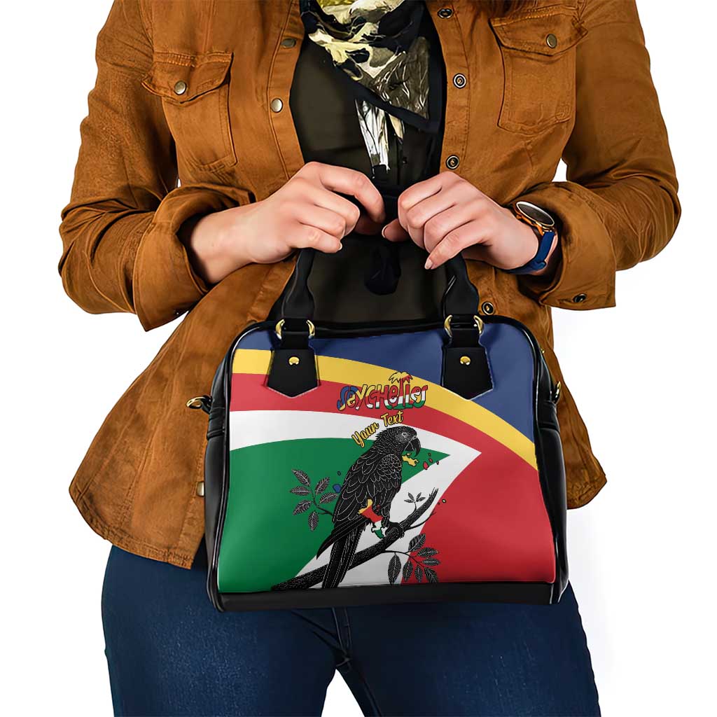 Personalized Seychelles Independence Day Shoulder Handbag Coat Of Arms Black Parrot