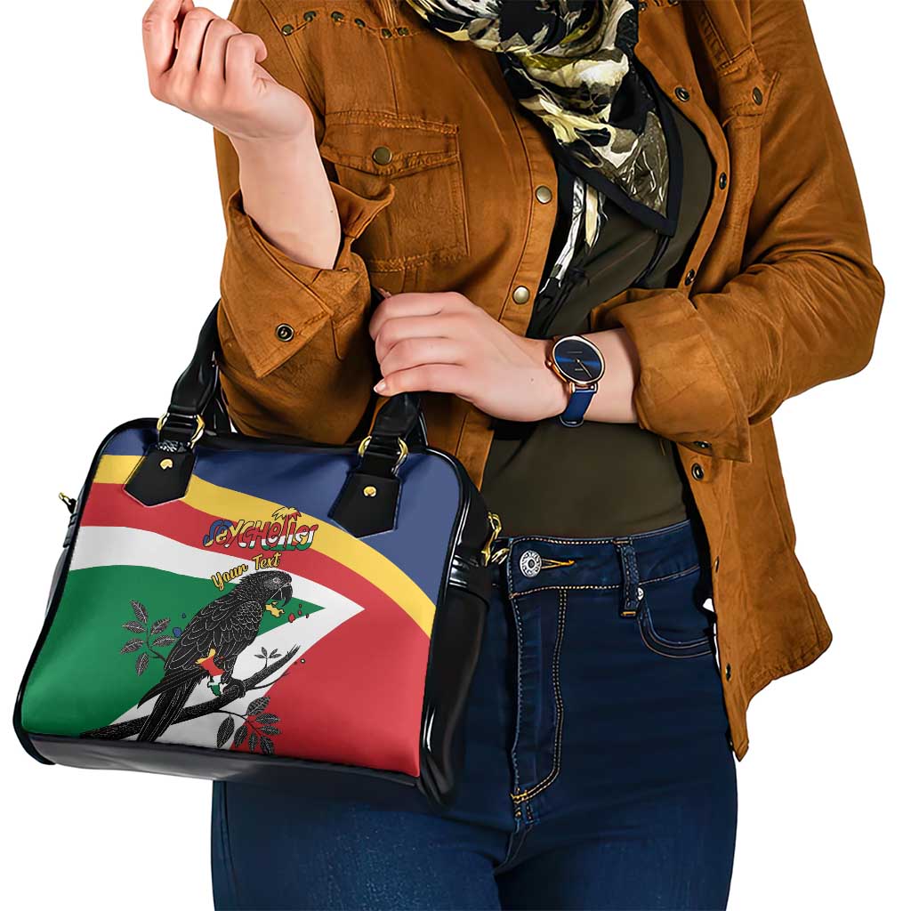 Personalized Seychelles Independence Day Shoulder Handbag Coat Of Arms Black Parrot
