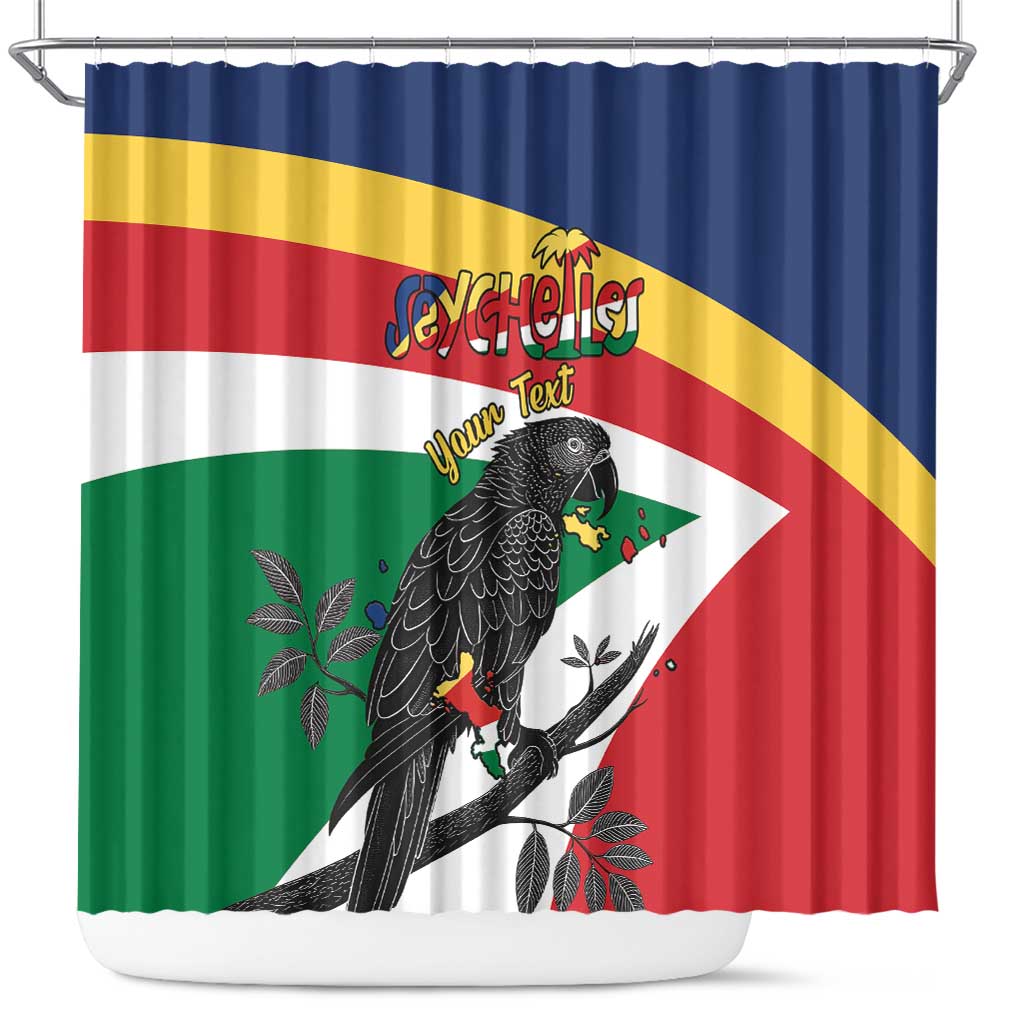Personalized Seychelles Independence Day Shower Curtain Coat Of Arms Black Parrot