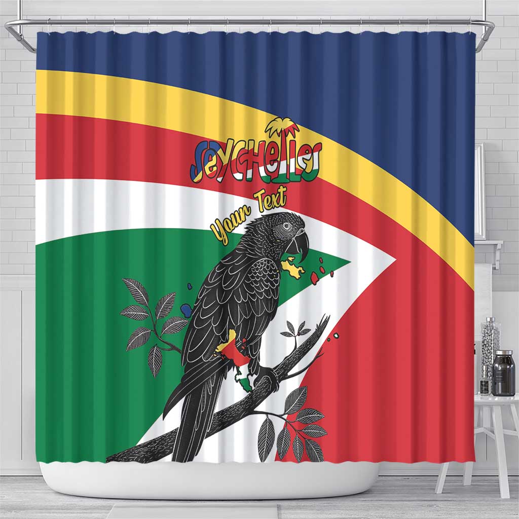 Personalized Seychelles Independence Day Shower Curtain Coat Of Arms Black Parrot