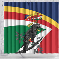 Personalized Seychelles Independence Day Shower Curtain Coat Of Arms Black Parrot