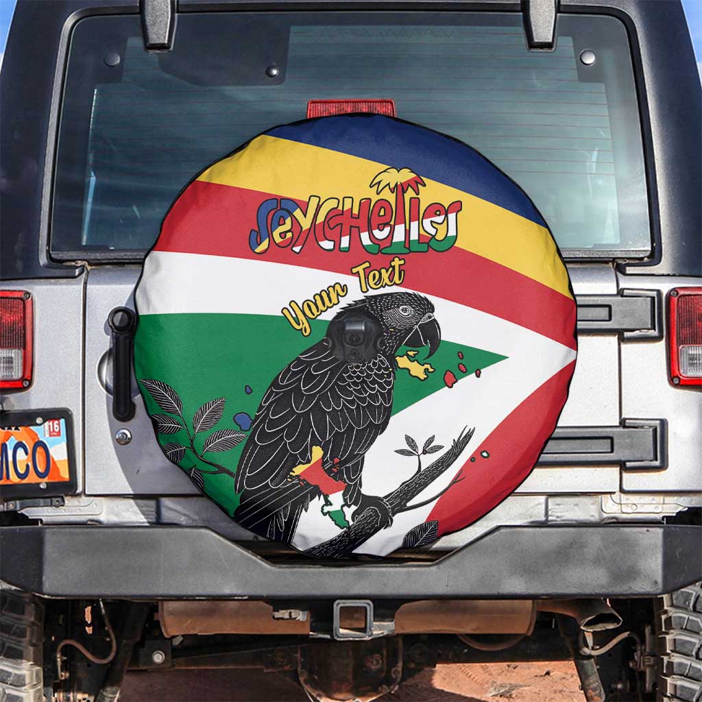 Personalized Seychelles Independence Day Spare Tire Cover Coat Of Arms Black Parrot