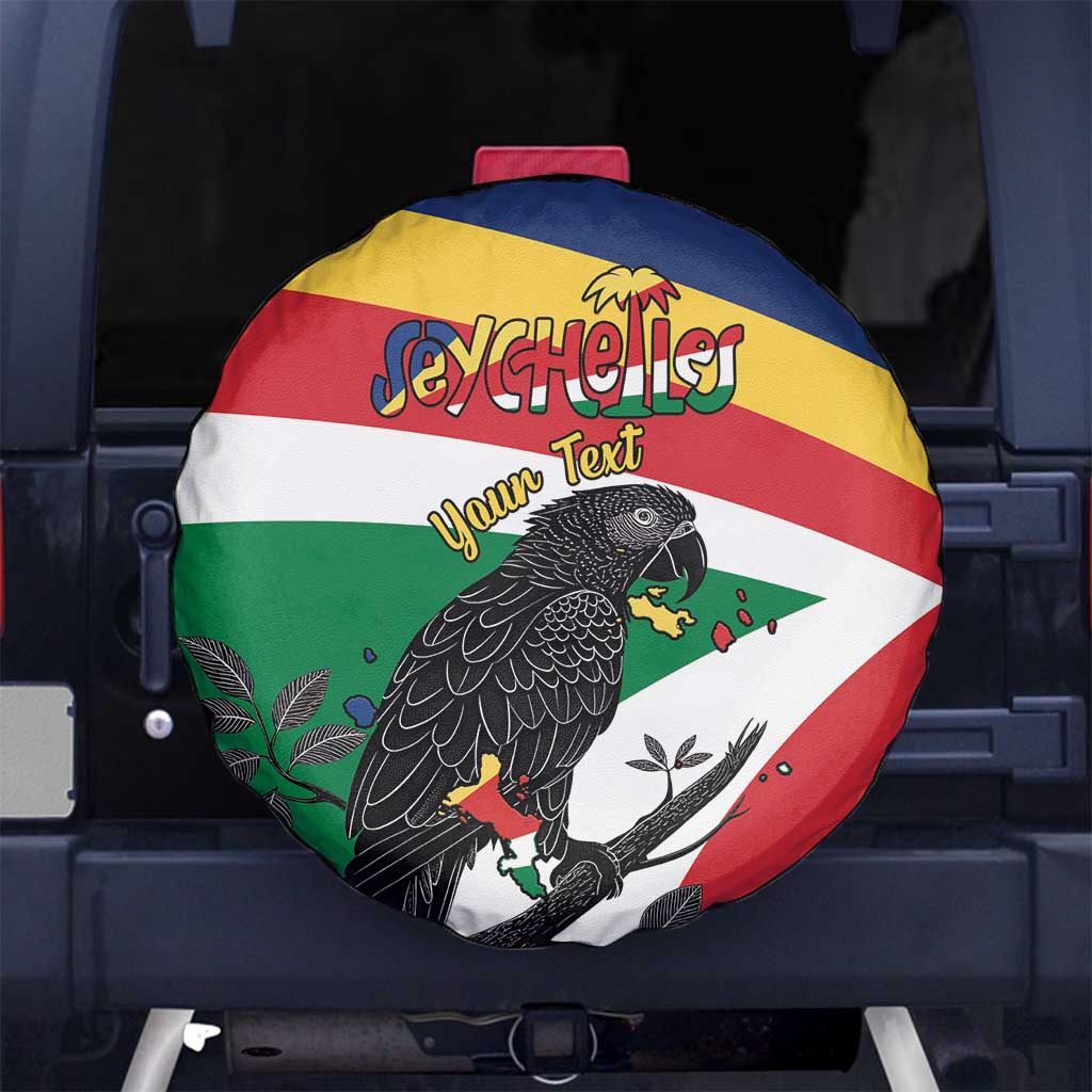 Personalized Seychelles Independence Day Spare Tire Cover Coat Of Arms Black Parrot
