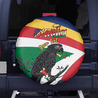 Personalized Seychelles Independence Day Spare Tire Cover Coat Of Arms Black Parrot