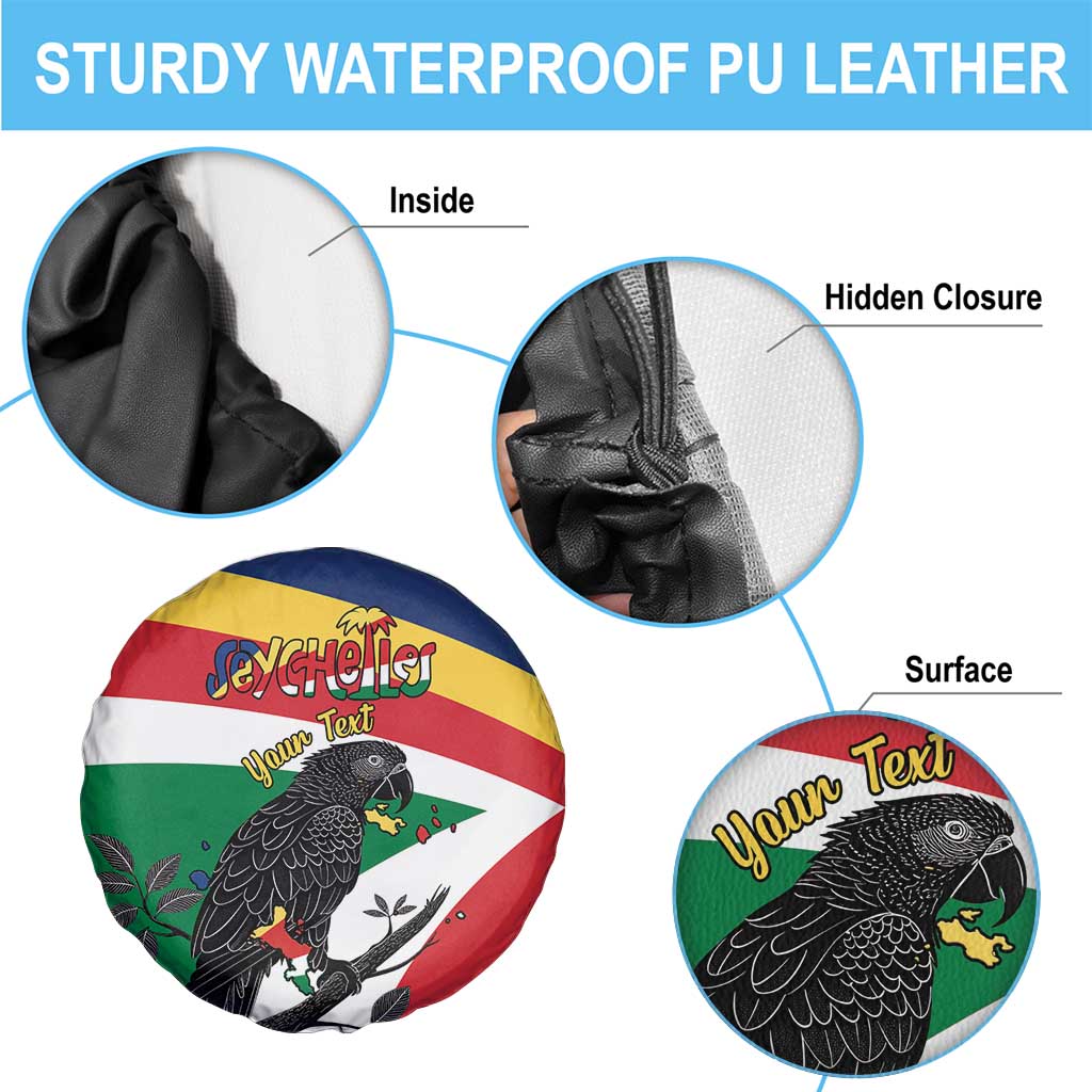 Personalized Seychelles Independence Day Spare Tire Cover Coat Of Arms Black Parrot