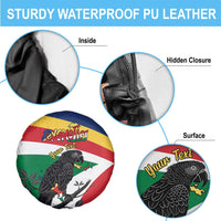 Personalized Seychelles Independence Day Spare Tire Cover Coat Of Arms Black Parrot