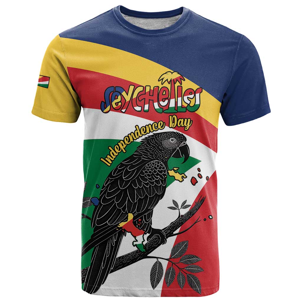 Personalized Seychelles Independence Day T Shirt Coat Of Arms Black Parrot