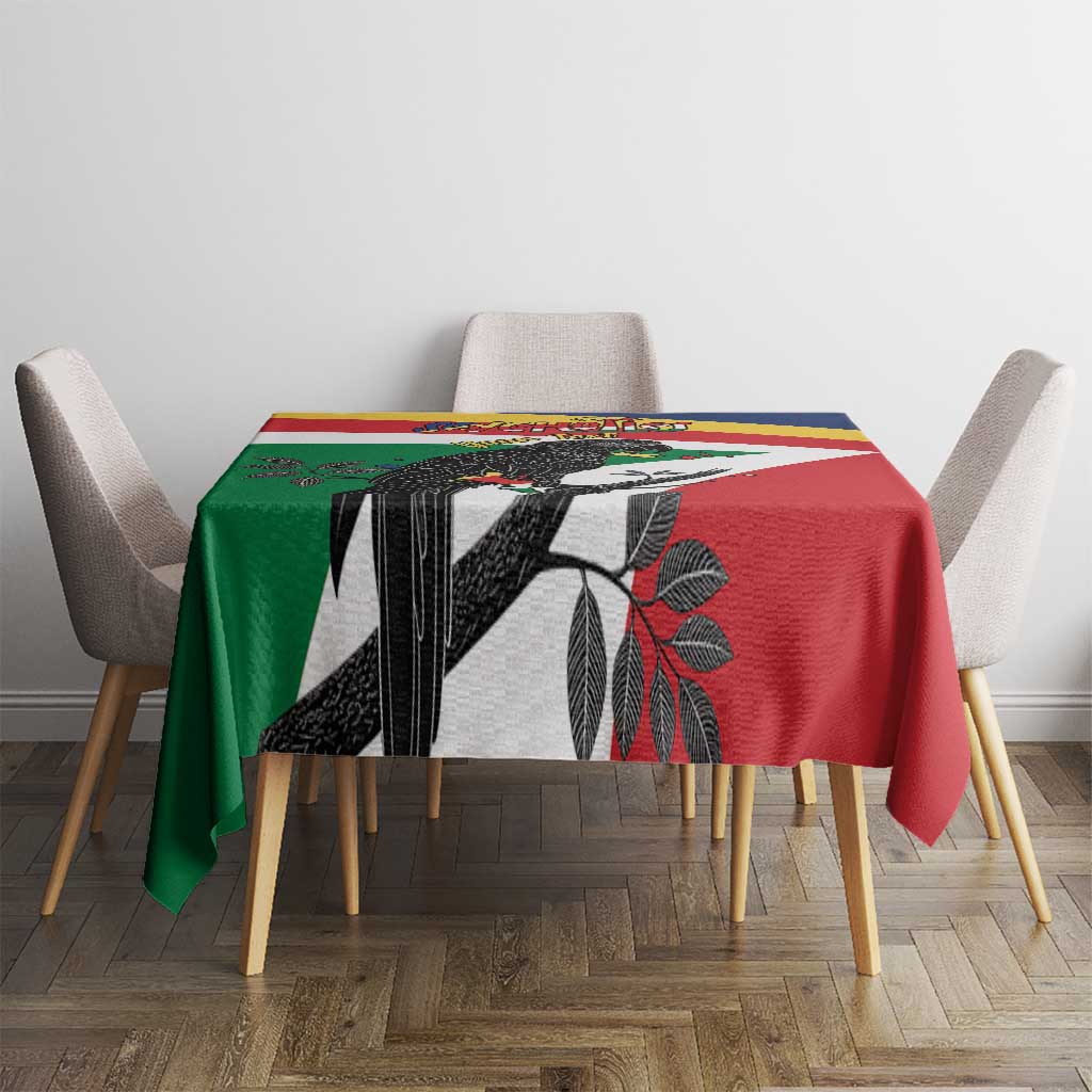 Personalized Seychelles Independence Day Tablecloth Coat Of Arms Black Parrot