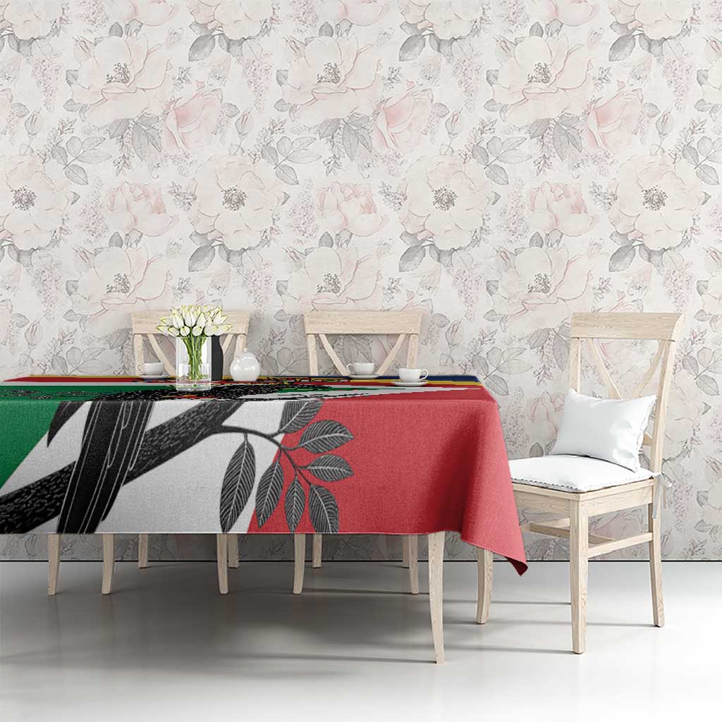 Personalized Seychelles Independence Day Tablecloth Coat Of Arms Black Parrot
