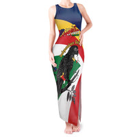 Personalized Seychelles Independence Day Tank Maxi Dress Coat Of Arms Black Parrot