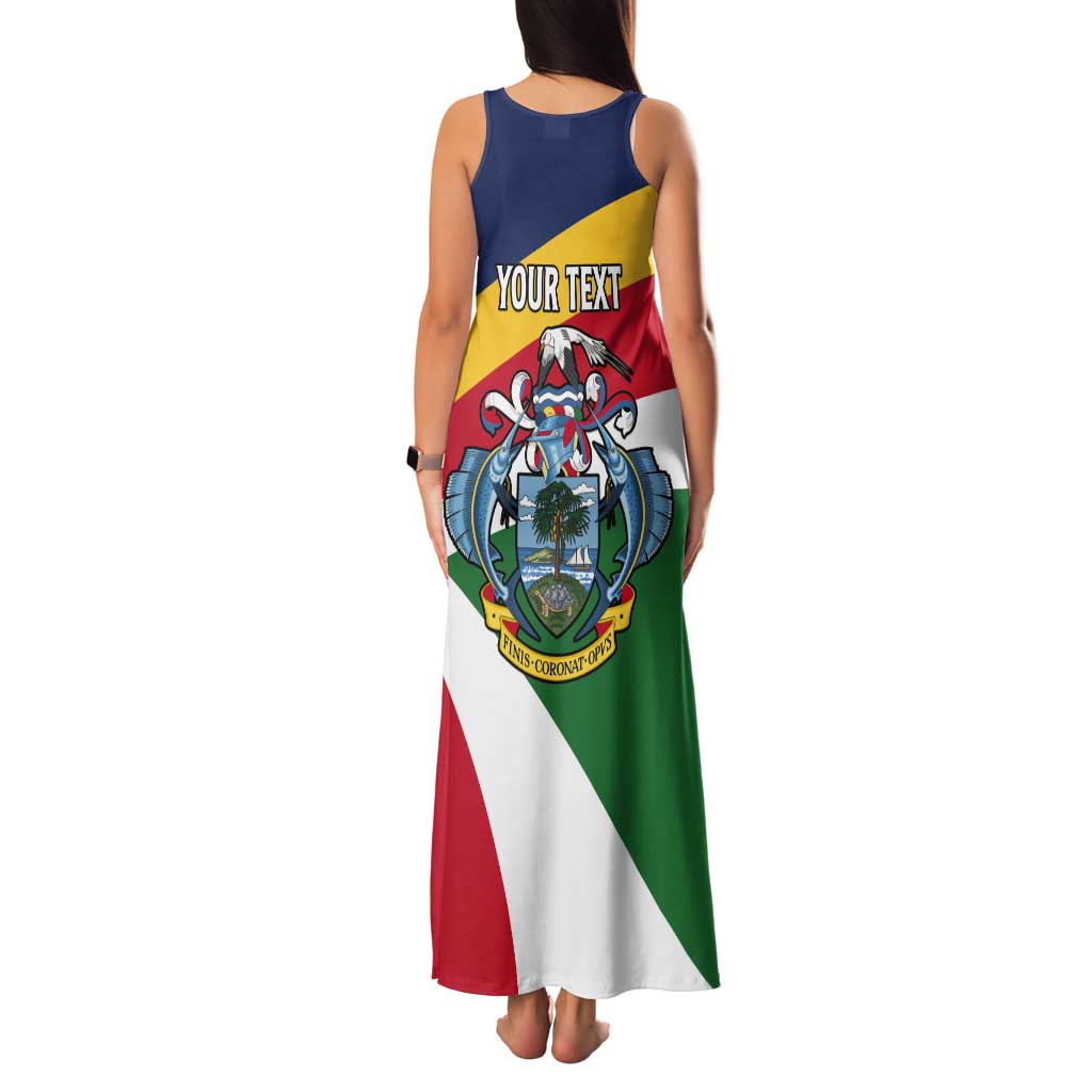 Personalized Seychelles Independence Day Tank Maxi Dress Coat Of Arms Black Parrot