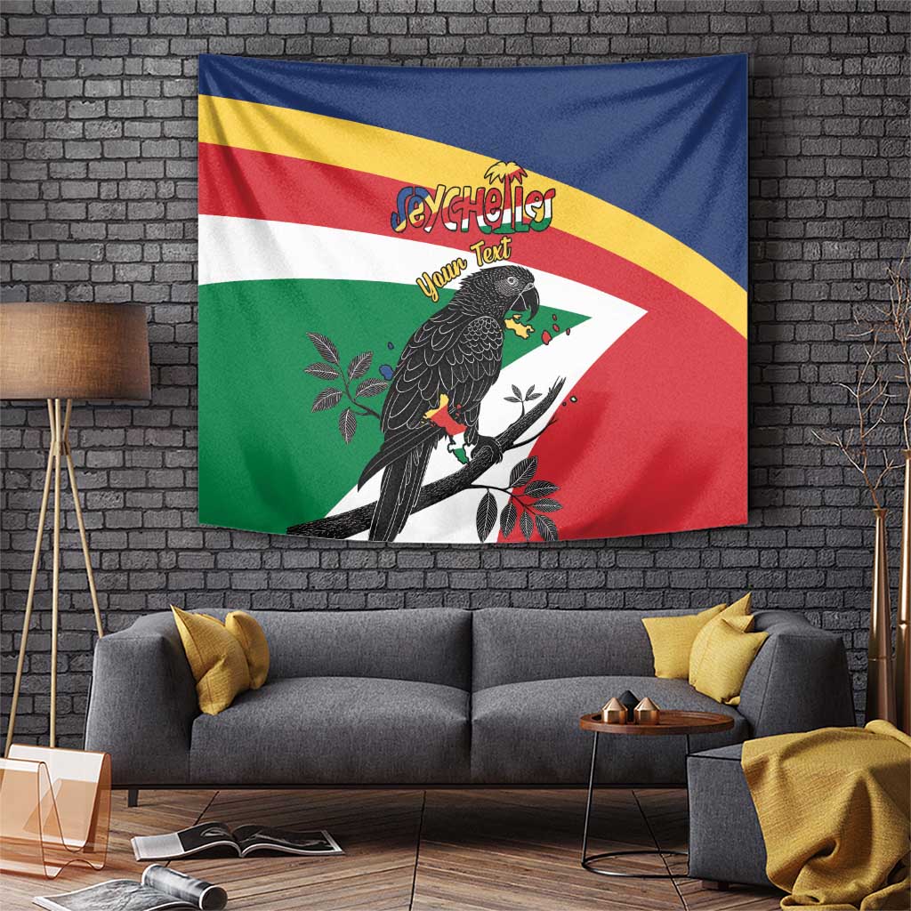 Personalized Seychelles Independence Day Tapestry Coat Of Arms Black Parrot