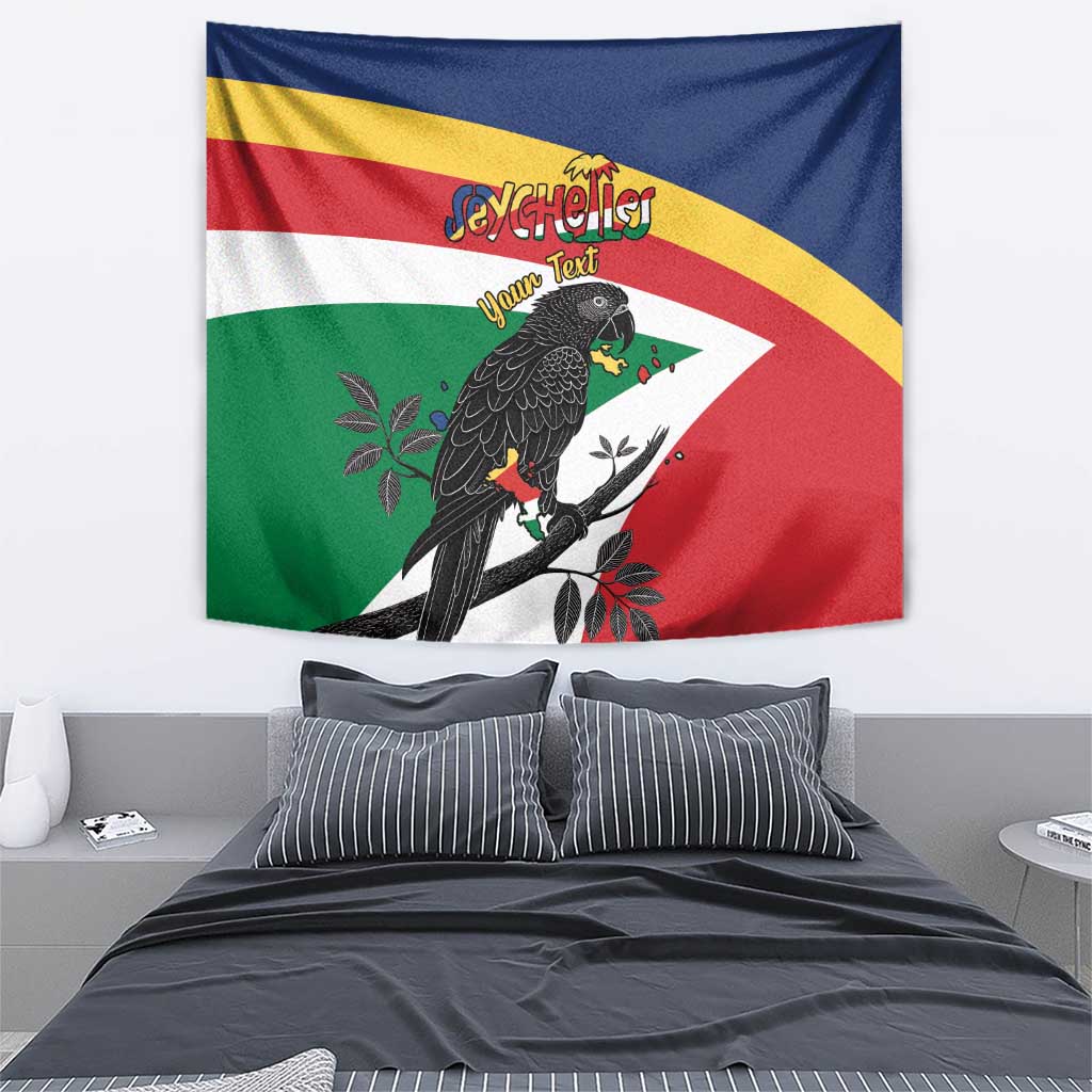 Personalized Seychelles Independence Day Tapestry Coat Of Arms Black Parrot