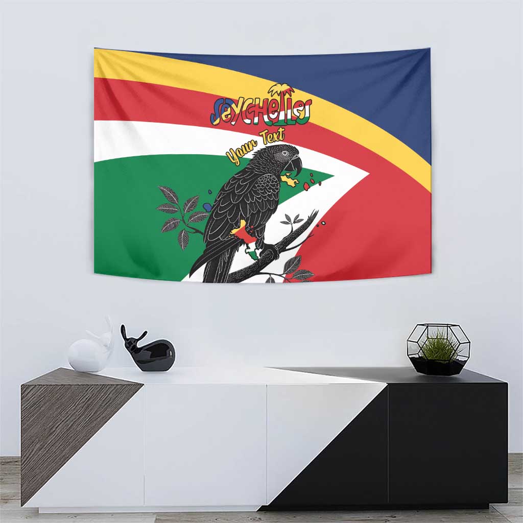 Personalized Seychelles Independence Day Tapestry Coat Of Arms Black Parrot