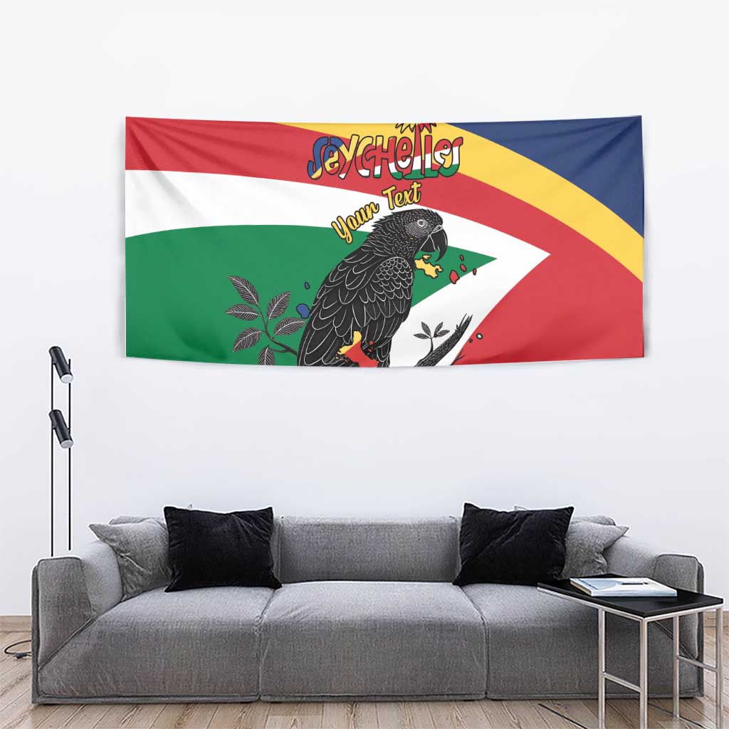 Personalized Seychelles Independence Day Tapestry Coat Of Arms Black Parrot