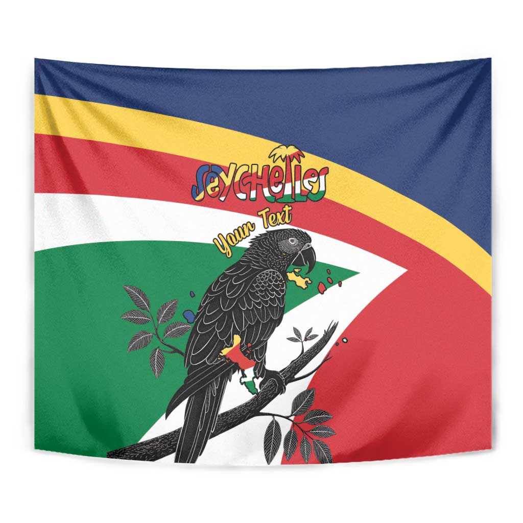 Personalized Seychelles Independence Day Tapestry Coat Of Arms Black Parrot