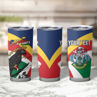 Personalized Seychelles Independence Day Tumbler Cup Coat Of Arms Black Parrot