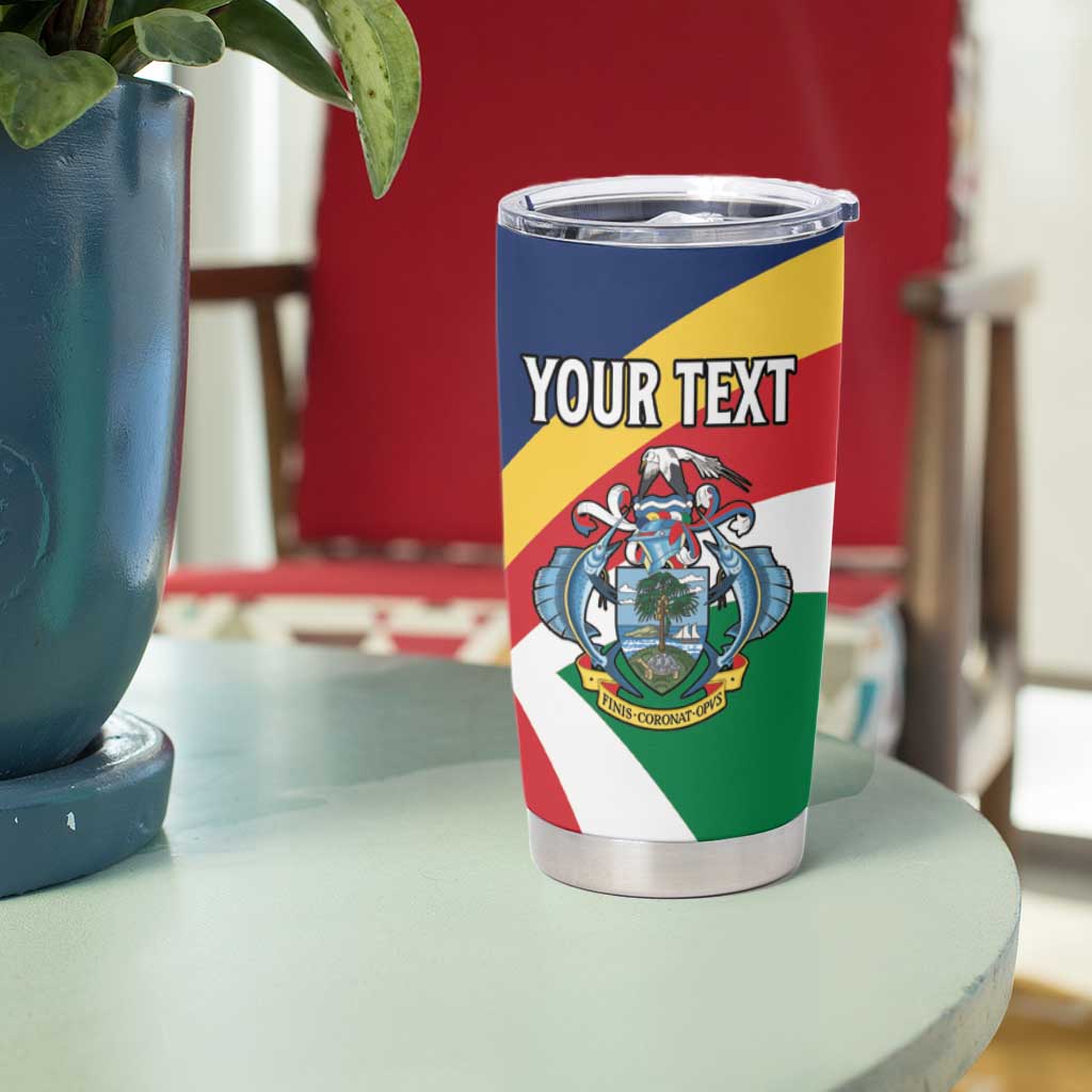 Personalized Seychelles Independence Day Tumbler Cup Coat Of Arms Black Parrot