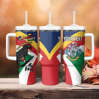 Personalized Seychelles Independence Day Tumbler With Handle Coat Of Arms Black Parrot