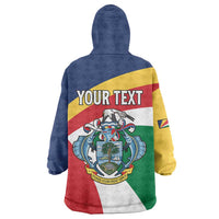Personalized Seychelles Independence Day Wearable Blanket Hoodie Coat Of Arms Black Parrot