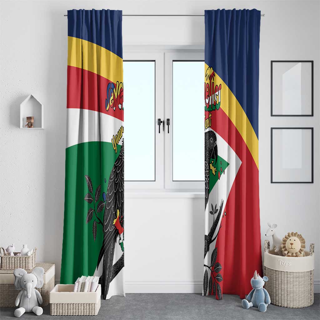 Personalized Seychelles Independence Day Window Curtain Coat Of Arms Black Parrot