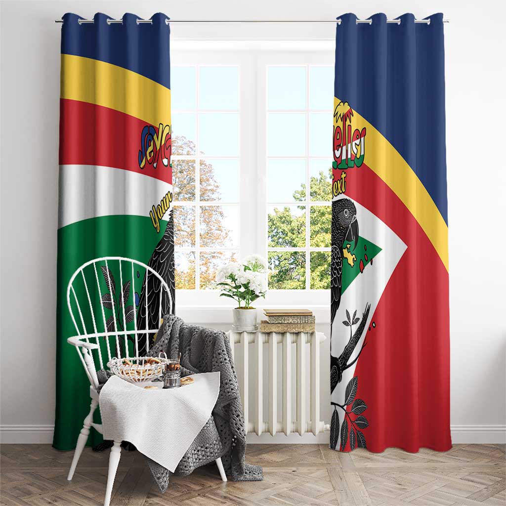 Personalized Seychelles Independence Day Window Curtain Coat Of Arms Black Parrot