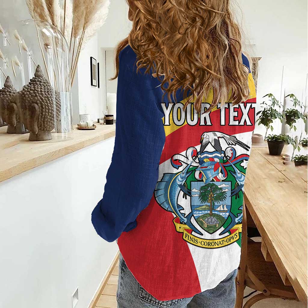 Personalized Seychelles Independence Day Women Casual Shirt Coat Of Arms Black Parrot