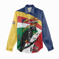 Personalized Seychelles Independence Day Women Casual Shirt Coat Of Arms Black Parrot