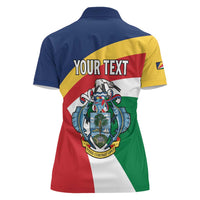 Personalized Seychelles Independence Day Women Polo Shirt Coat Of Arms Black Parrot