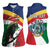 Personalized Seychelles Independence Day Women Sleeveless Polo Shirt Coat Of Arms Black Parrot