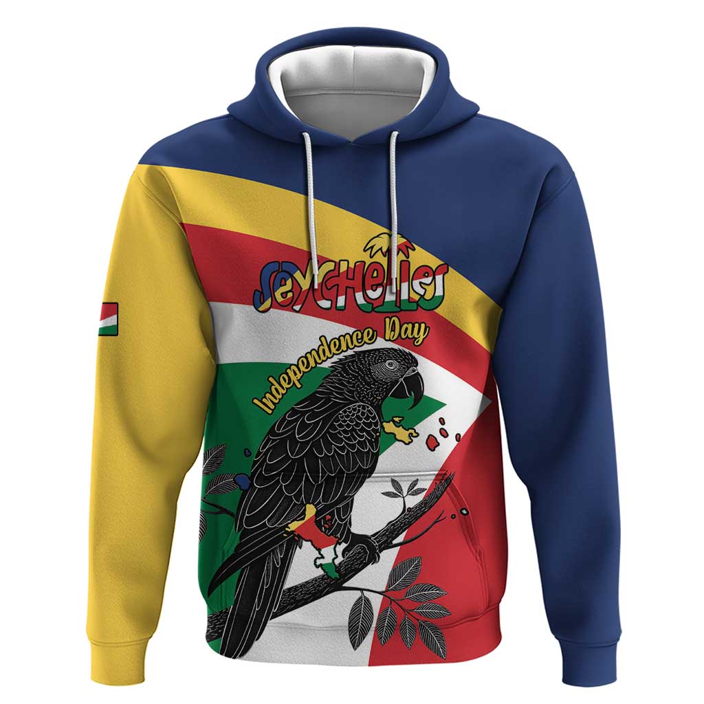 Personalized Seychelles Independence Day Zip Hoodie Coat Of Arms Black Parrot
