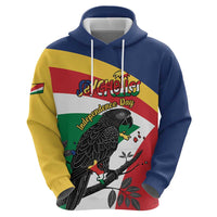 Personalized Seychelles Independence Day Zip Hoodie Coat Of Arms Black Parrot