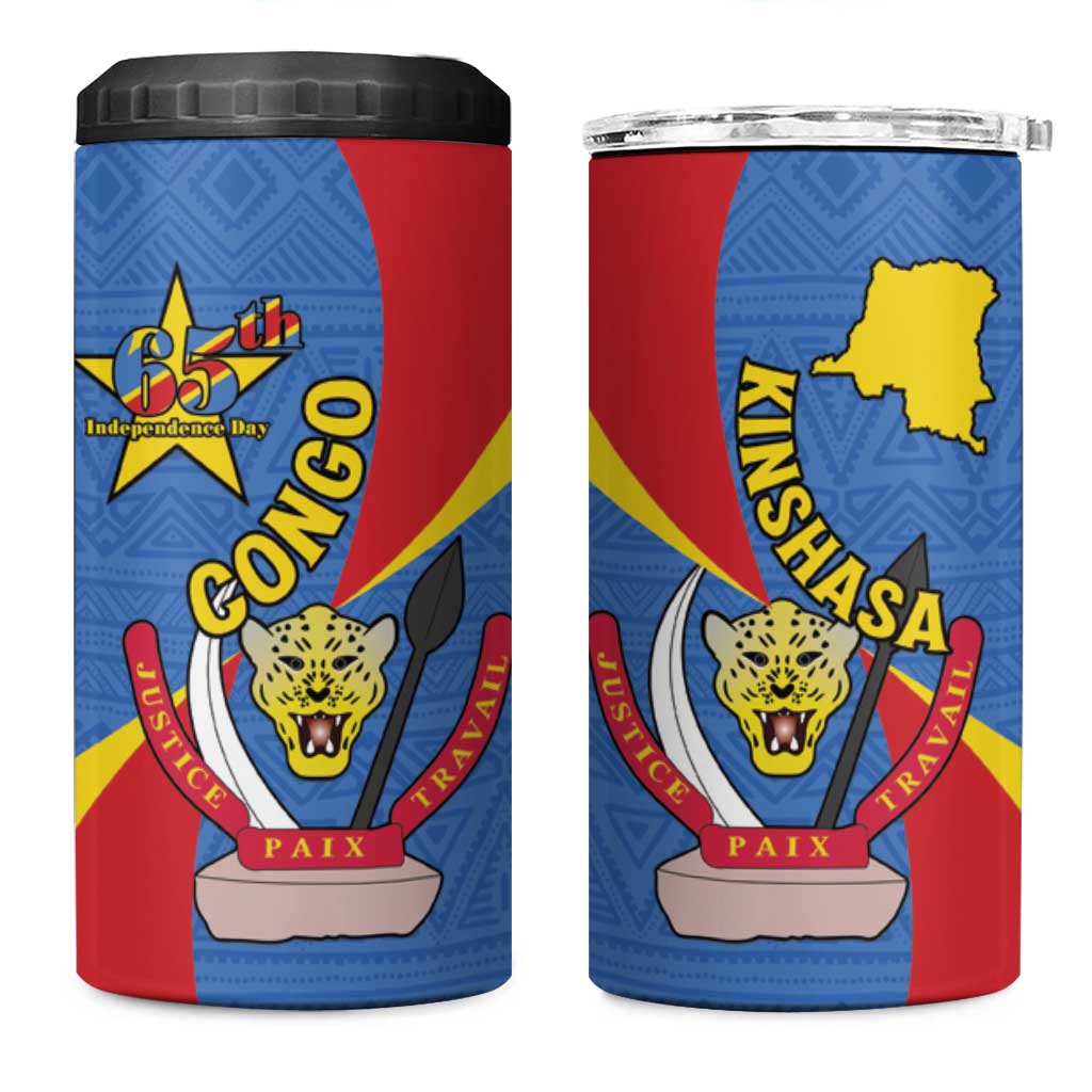Congo-Kinshasa 4 in 1 Can Cooler Tumbler 65th Anniversary Of Independence