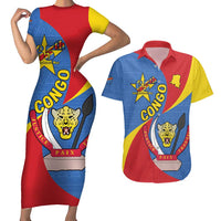 Congo-Kinshasa Couples Matching Short Sleeve Bodycon Dress and Hawaiian Shirt 65th Anniversary Of Independence