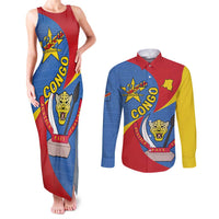 Congo-Kinshasa Couples Matching Tank Maxi Dress and Long Sleeve Button Shirt 65th Anniversary Of Independence