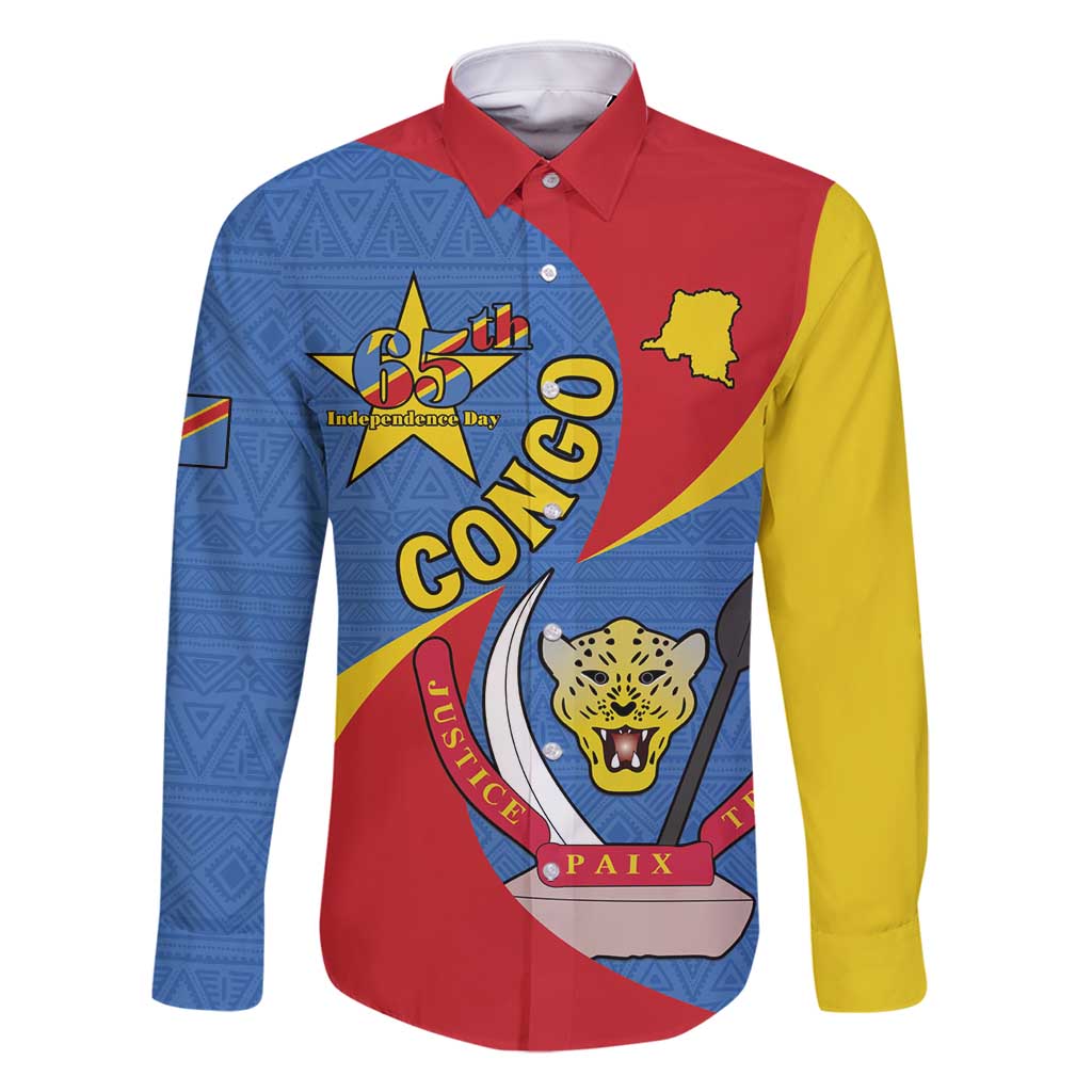 Congo-Kinshasa Family Matching Long Sleeve Bodycon Dress and Hawaiian Shirt 65th Anniversary Of Independence