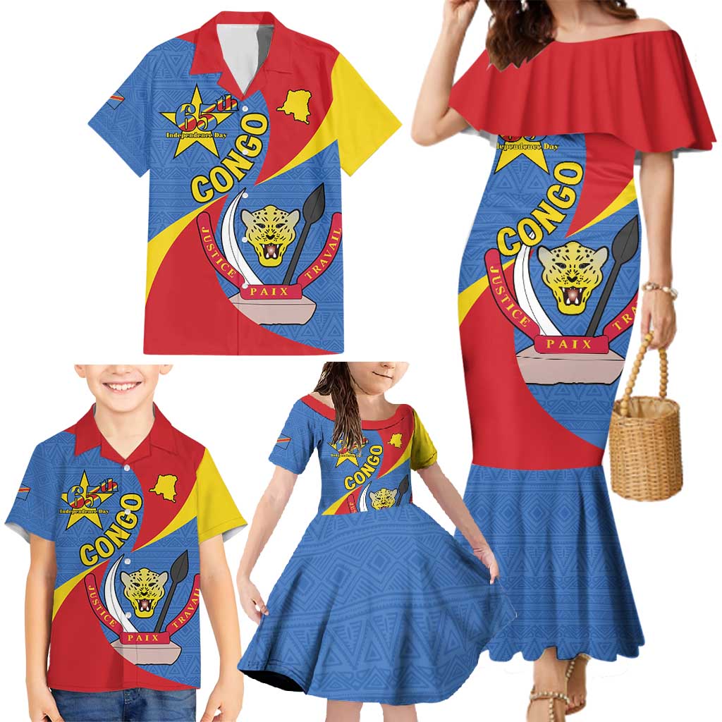 Congo-Kinshasa Family Matching Mermaid Dress and Hawaiian Shirt 65th Anniversary Of Independence
