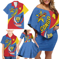 Congo-Kinshasa Family Matching Off Shoulder Short Dress and Hawaiian Shirt 65th Anniversary Of Independence