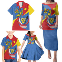 Congo-Kinshasa Family Matching Puletasi and Hawaiian Shirt 65th Anniversary Of Independence