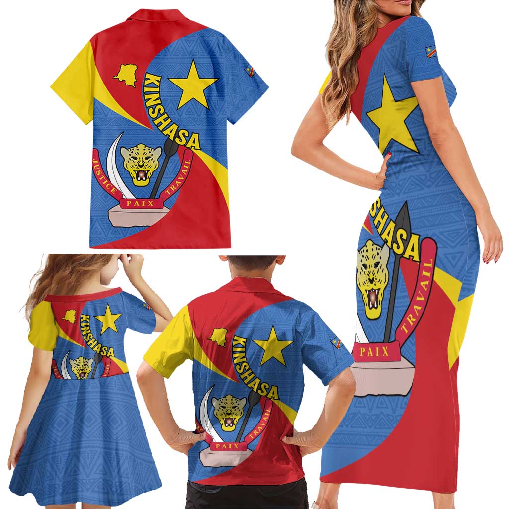 Congo-Kinshasa Family Matching Short Sleeve Bodycon Dress and Hawaiian Shirt 65th Anniversary Of Independence