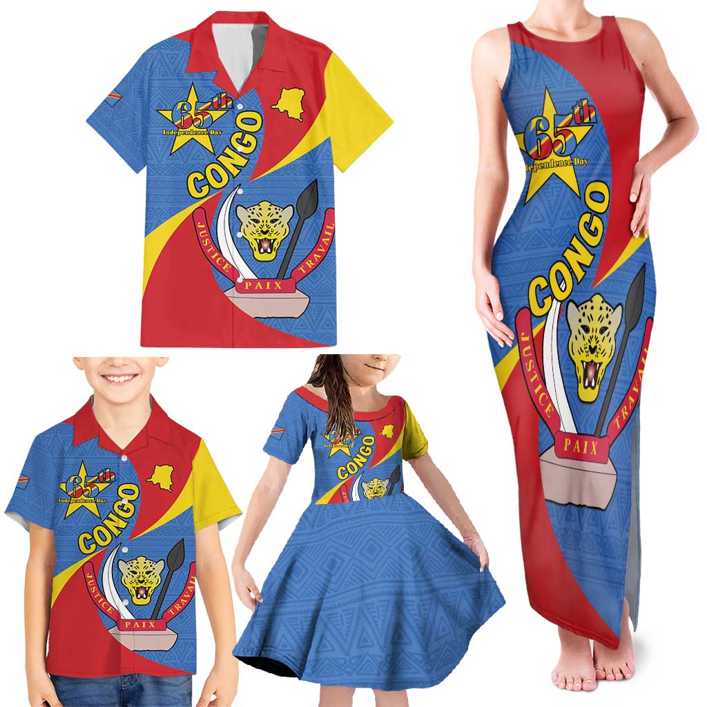 Congo-Kinshasa Family Matching Tank Maxi Dress and Hawaiian Shirt 65th Anniversary Of Independence