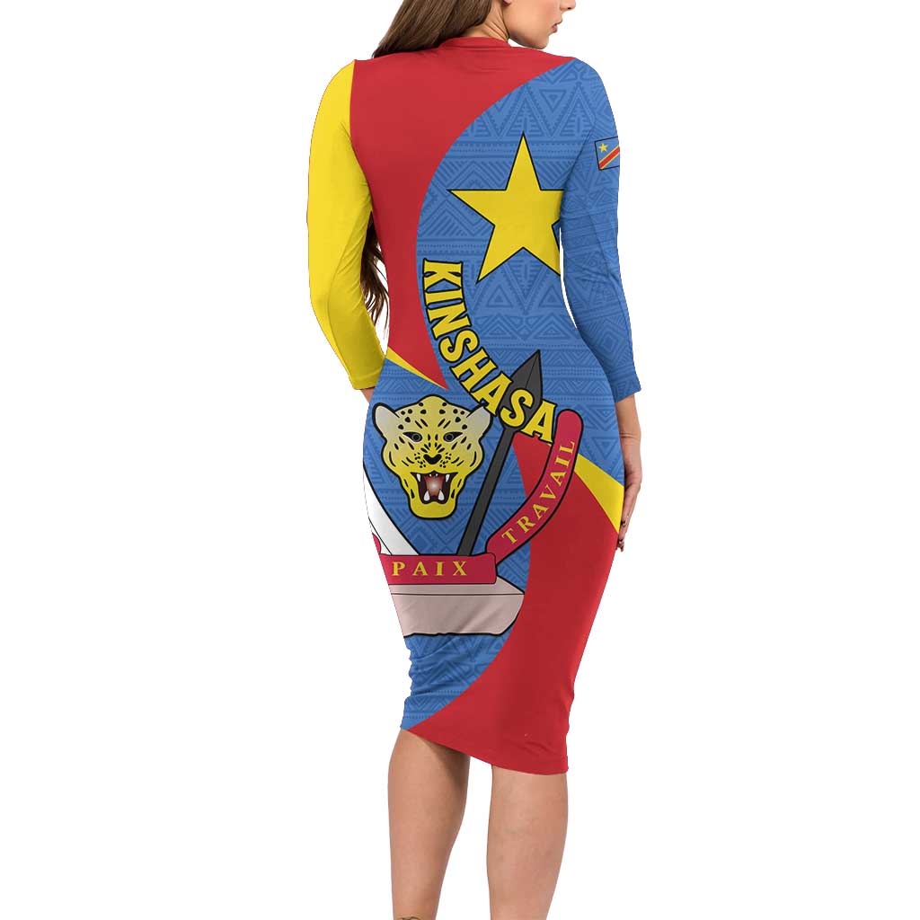 Congo-Kinshasa Long Sleeve Bodycon Dress 65th Anniversary Of Independence