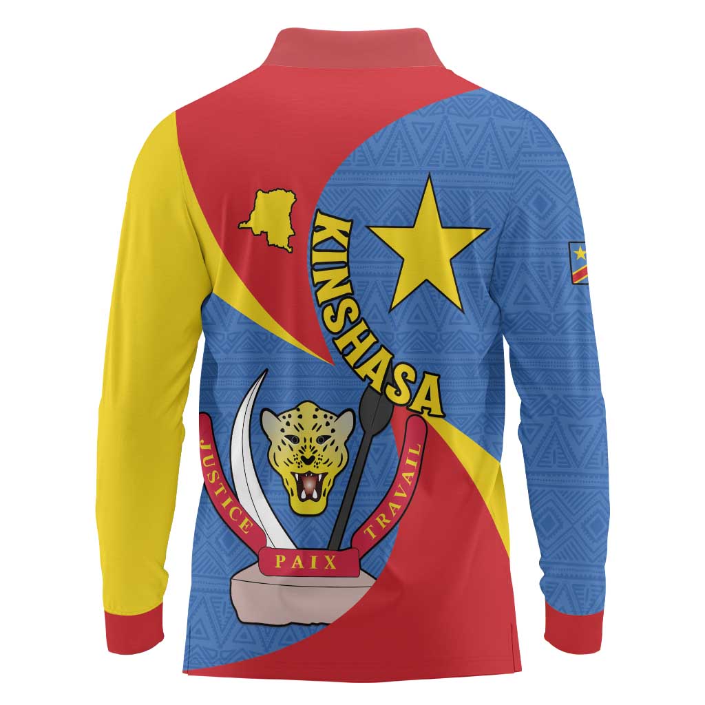 Congo-Kinshasa Long Sleeve Polo Shirt 65th Anniversary Of Independence