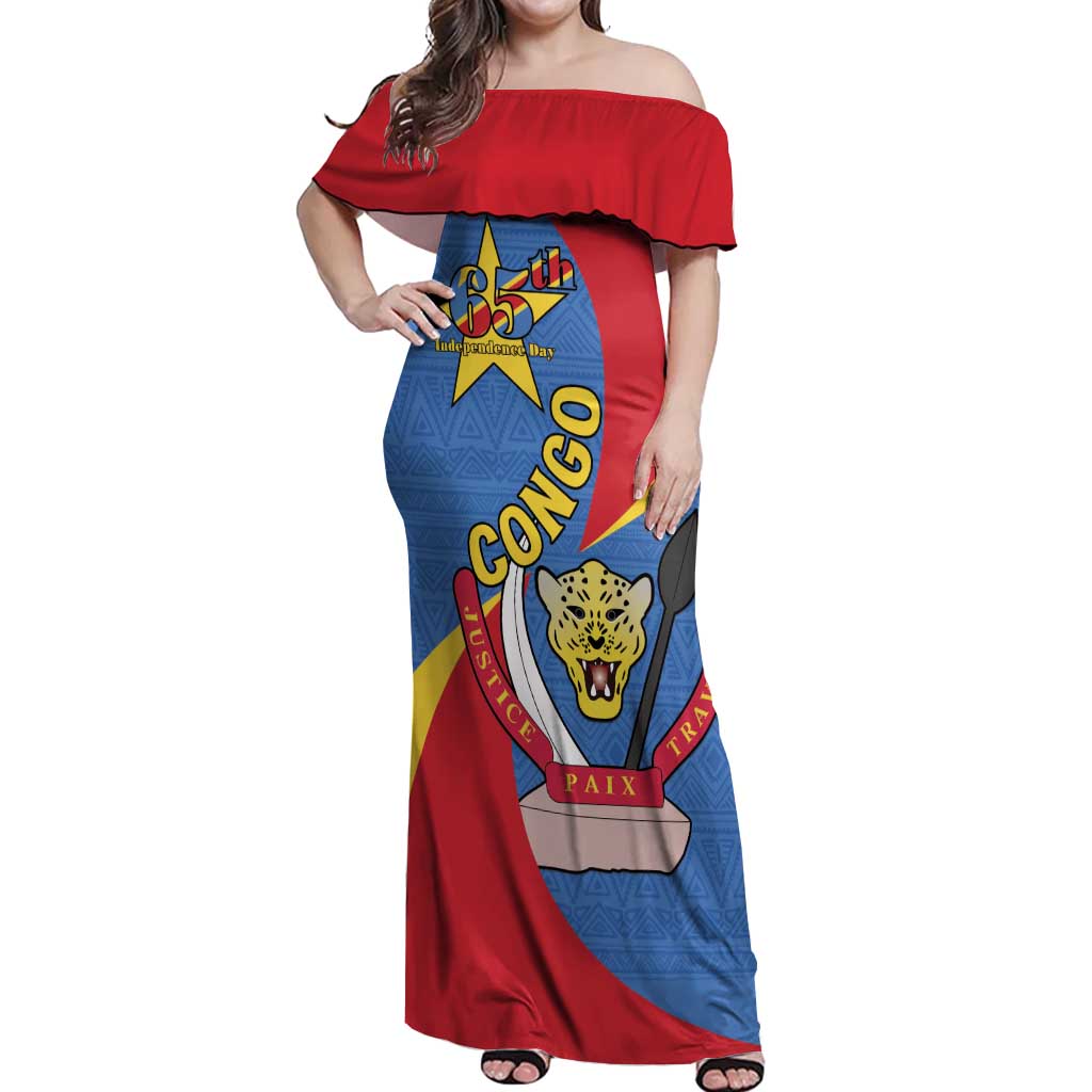 Congo-Kinshasa Off Shoulder Maxi Dress 65th Anniversary Of Independence