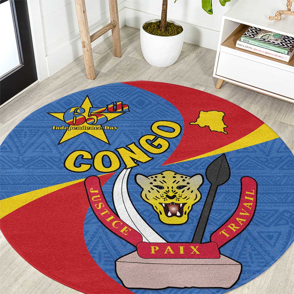 Congo-Kinshasa Round Carpet 65th Anniversary Of Independence