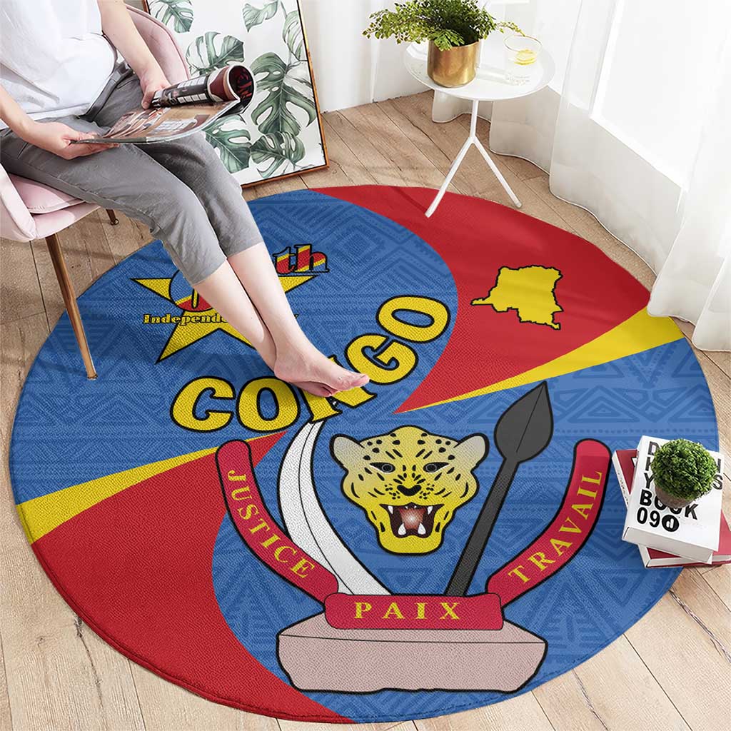 Congo-Kinshasa Round Carpet 65th Anniversary Of Independence