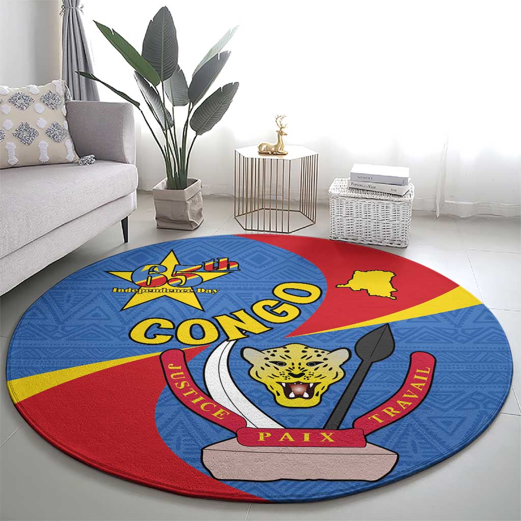 Congo-Kinshasa Round Carpet 65th Anniversary Of Independence