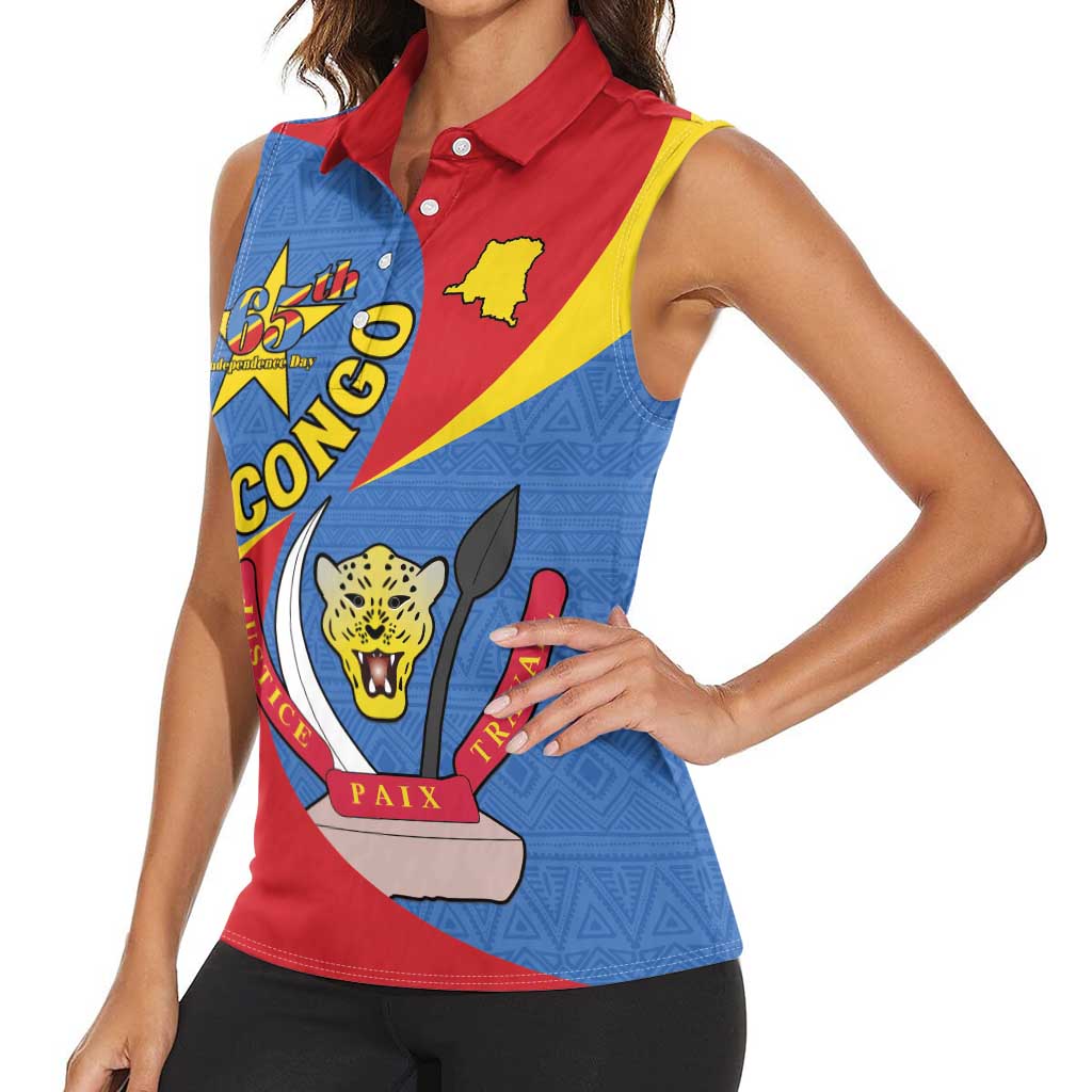 Congo-Kinshasa Women Sleeveless Polo Shirt 65th Anniversary Of Independence