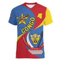 Congo-Kinshasa Women V-Neck T-Shirt 65th Anniversary Of Independence