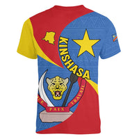 Congo-Kinshasa Women V-Neck T-Shirt 65th Anniversary Of Independence